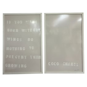 Vintage Fashion Coco Chanel Art Signed by Artist Lot of 2
