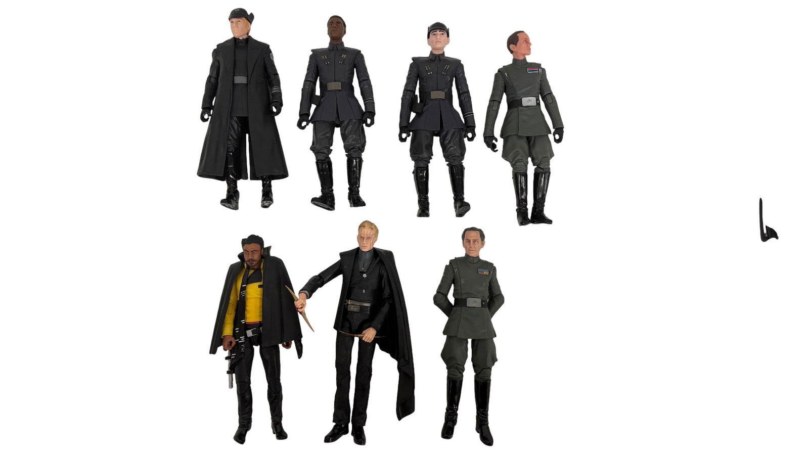 Star Wars Imperial Officers & Lando Lot: Group of Star Wars Imperial officer action figures including Grand Moff Tarkin and Lando Calrissian in cape.