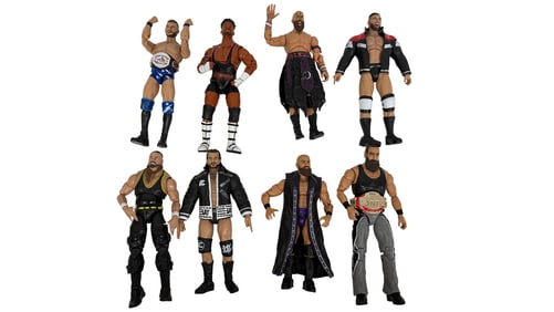 Lot of 7 WWE Wrestling Action Figures with Belts