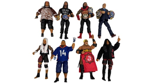 Lot of 9 WWE Wrestling Action Figures with Belts