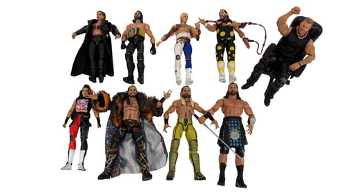 Lot of 9 WWE Wrestling Action Figures Assorted