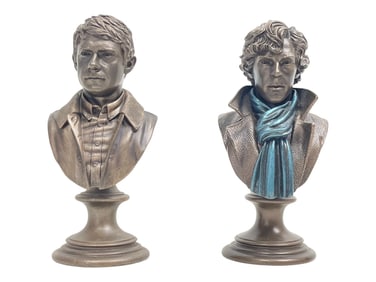 Sherlock Holmes & Watson Bronze Busts