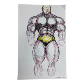 R. Coleman Original Bodybuilder Drawing