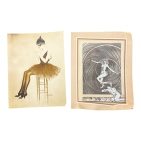 Vintage Pin-Up Art Prints Lot of 2