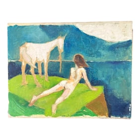 Original Oil Painting Nude and Horse
