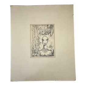 Surrealist Female Portrait Etching