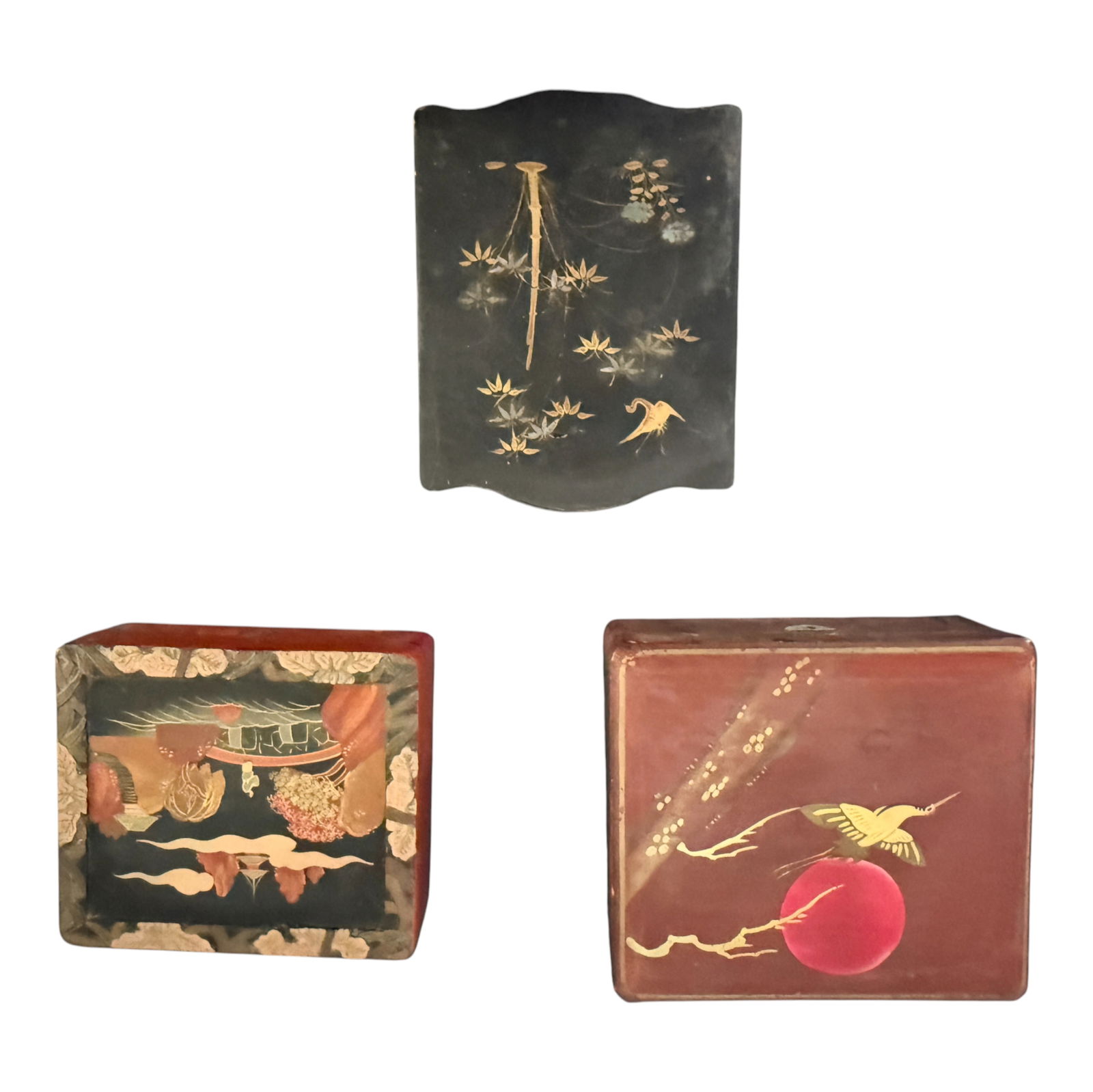 Antique Japanese Lacquerware Boxes Lot of 3 (1 of 7)