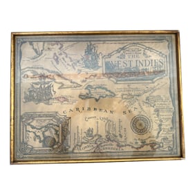 Framed Map of the West Indies Caribbean Sea
