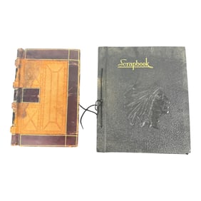 Antique Leather Book and Scrapbook Lot