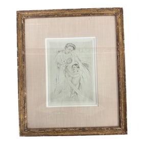 Framed Etching - Mother & Child