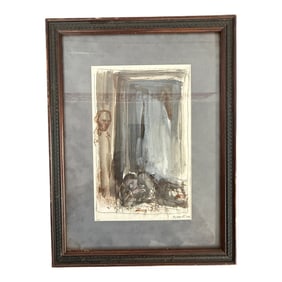 Framed Mixed Media Painting - Abstract Interior Scene