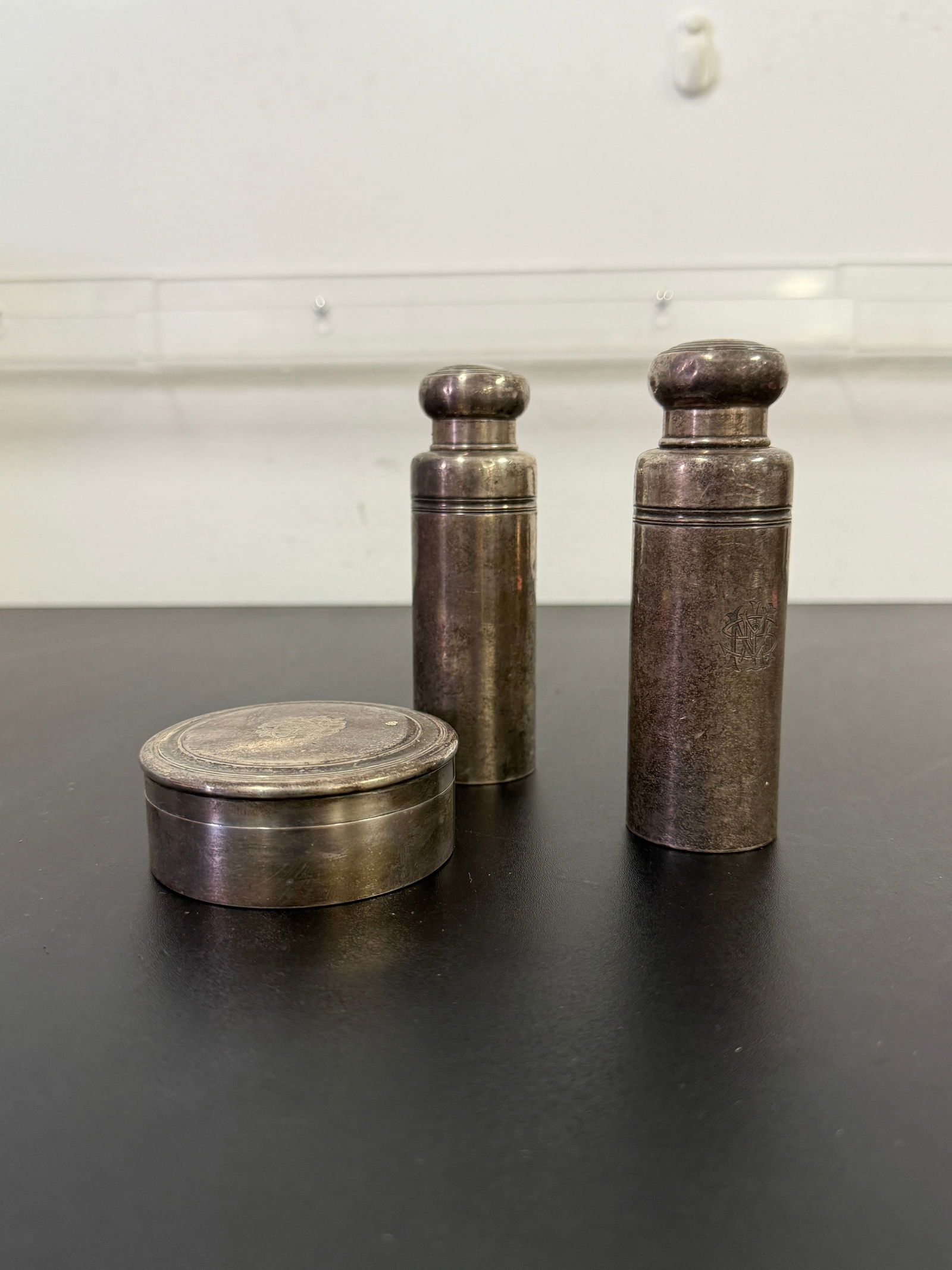 Set of Three Antique Sterling Toiletry Containers Tiffany & Co. Stamp (1 of 7)