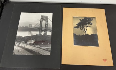 Pair of Vintage Photographs - Bridge & Tree