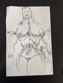 Original Male Hero Ink Drawing