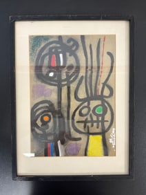 Vintage Miro Style Painting Signed