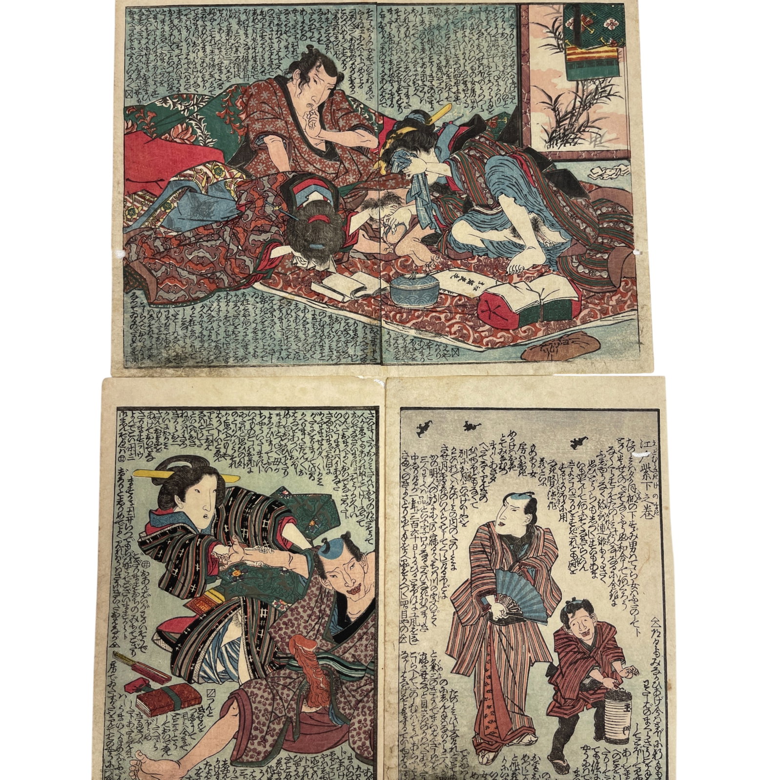 Japanese Woodblock Print Lot Geisha: Japanese Woodblock Print Lot Geisha