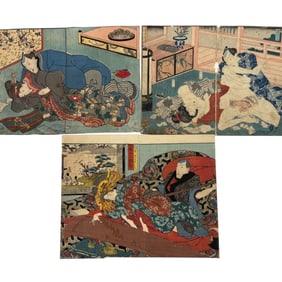 Japanese Woodblock Print Lot Geisha