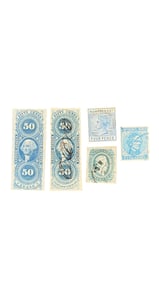 19th Century Blue Postage Stamps Collection