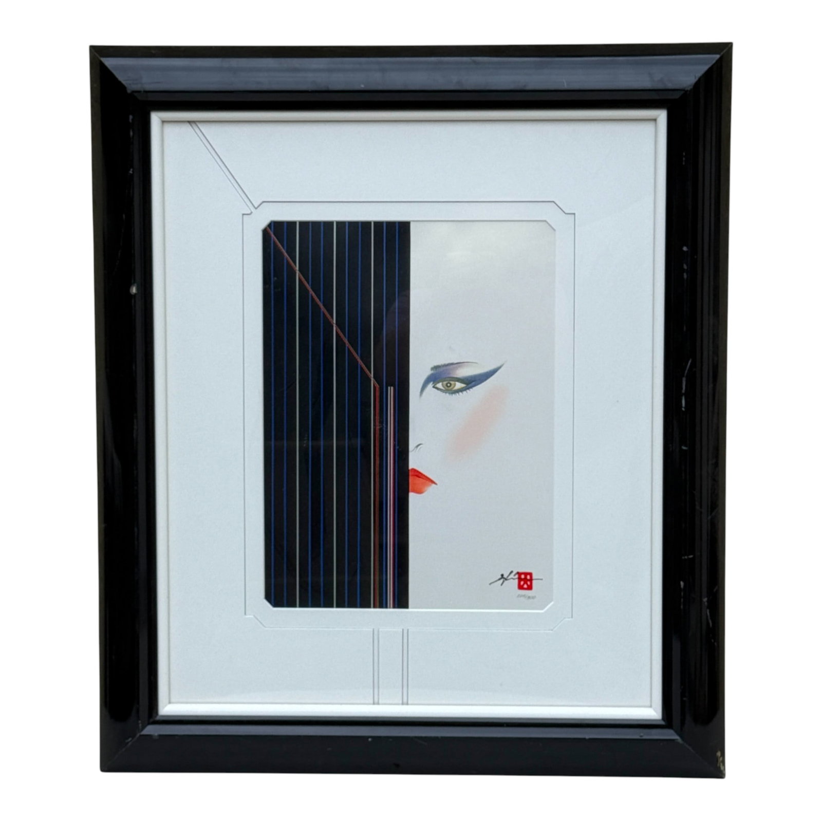 Eyes Mixed Media by Hisashi Otsuka: mixed media, comprised of serigraph and lithography, by Japanese modernist printmaker Hisashi Otsuka (Japanese, b. 1947)
