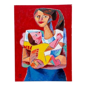 Vintage William Yu Oil Painting on Canvas
