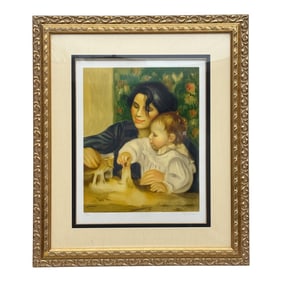 Framed Lithograph of Mother and Child after Renoir