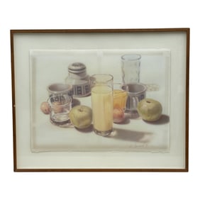 Eric Dymond Painting Still Life with Apples and Glass