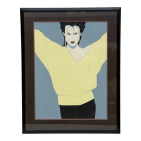 Patrick Nagel Style Portrait (Yellow Sweater)