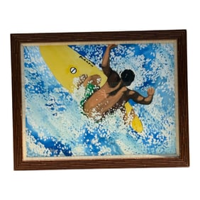 Vintage Surfer Painting Signed
