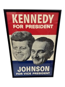 JFK President Kennedy Johnson Campaign Political Poster