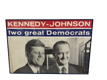 President JFK Kennedy Johnson Two Great Democrats Campaign Poster Rare