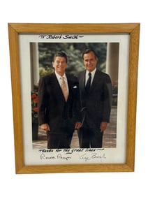 Ronald Reagan & George Bush Print Signed Photo
