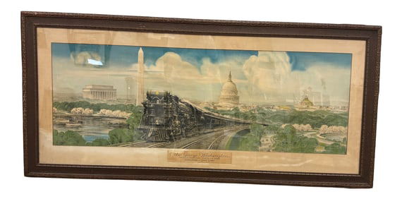 Vintage Train Lithograph 'The George Washington'