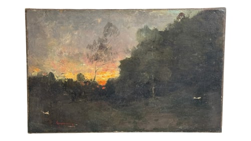 Nicolae Grigorescu (Romanian, 1838-1907) Oil on Canvas Signed Landscape Painting