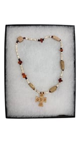 Ancient Style Beaded Necklace with Cross Pendant