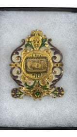 Antique Enameled Brooch with Medusa Head