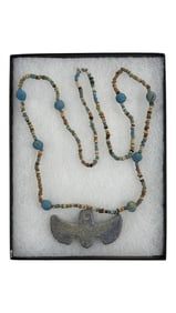 Ancient Faience Bead Necklace with Amulet
