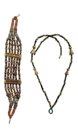 Ancient Stone & Bronze Bead Necklaces, 2 Pieces