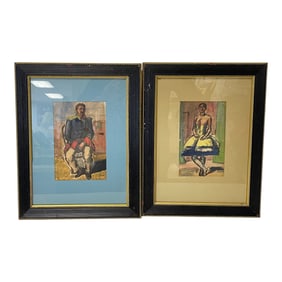 Pair of Framed Portrait Prints in Black Frames
