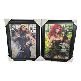Framed Justice Magazine Black Canary and Poison Ivy Covers