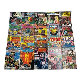 Marvel and DC Comic Lot Featuring Thor, Red Sonja, Punisher