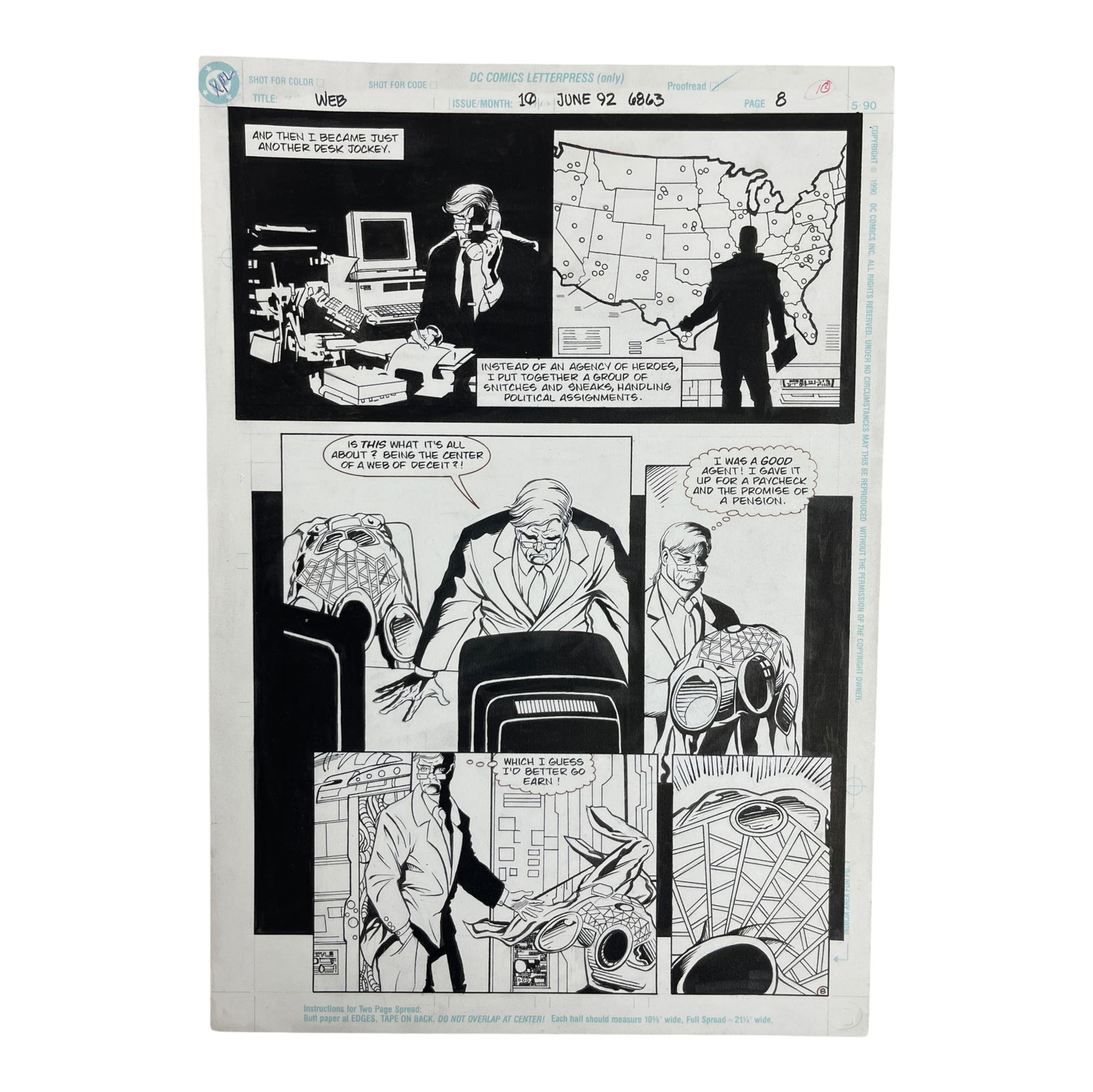Original DC Comics Artwork Page Web Issue #10 1992 (1 of 5)