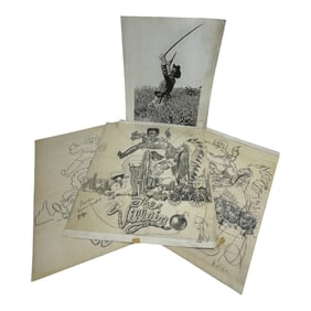 Vintage Illustration Sketches and Photograph Movie Poster Lot