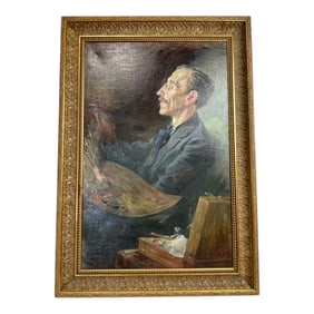 Antique Russian Portrait Oil Painting by Ivan Vasilyevich Simakov