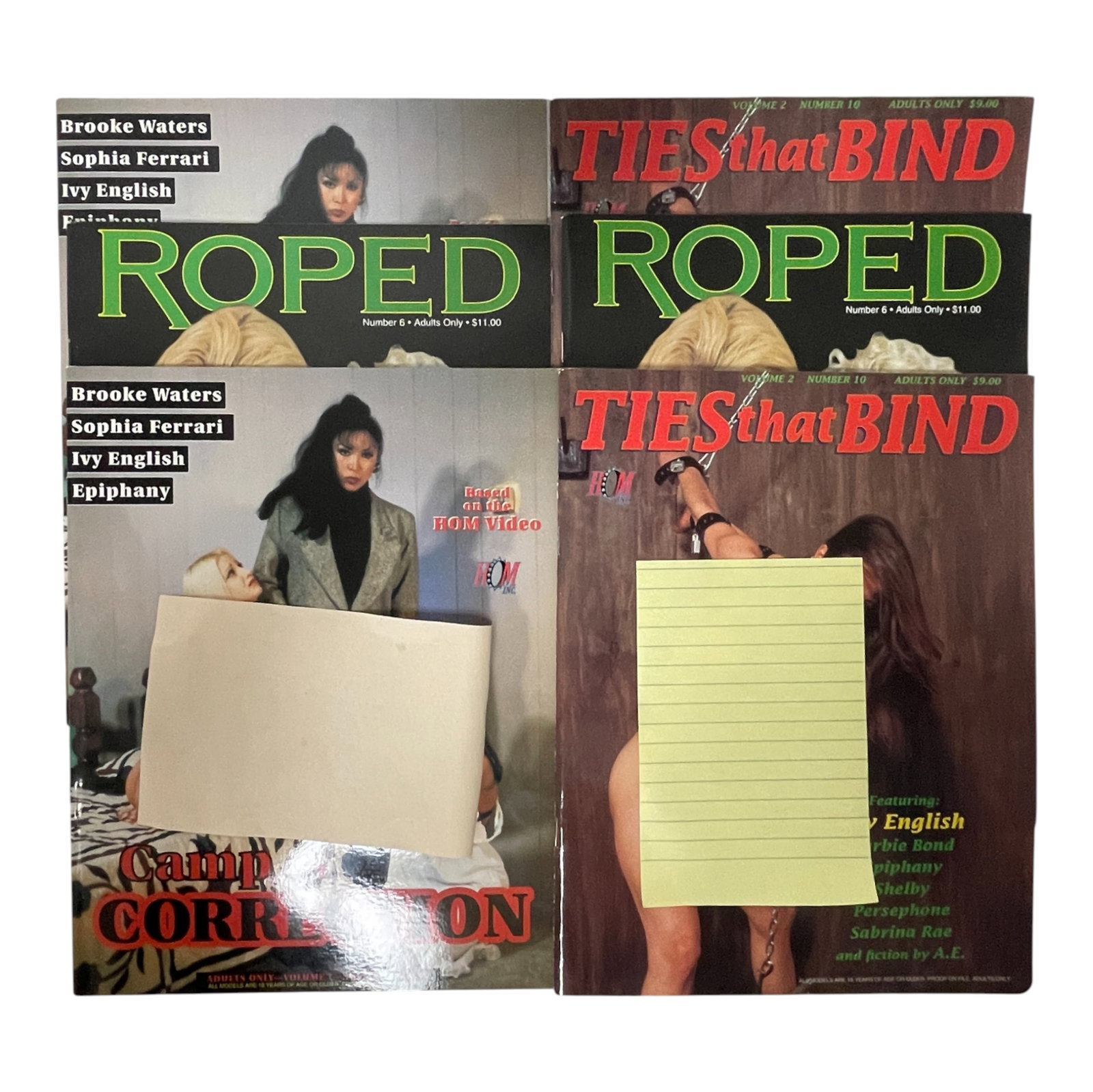 Adult Collector Magazine Lot 1980s: Large lot of adult collector magazines featuring multiple vintage titles including 'Roped', 'Ties That Bind', and 'Bad Slaves'. These 1980s?early 1990s issues highlight the distinctive aesthetics and 
