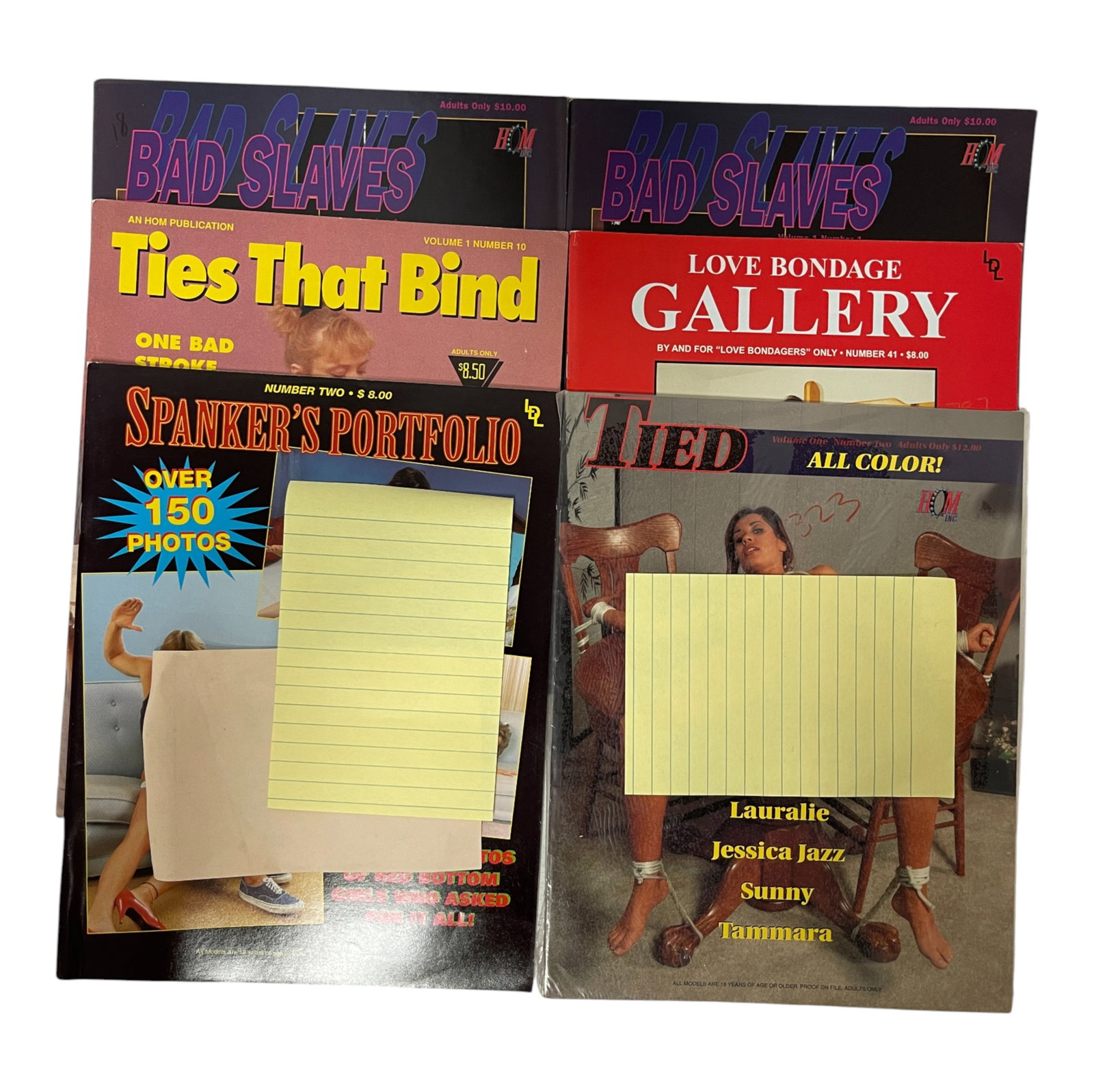 Adult Collector Magazine Lot 1980s: Large lot of adult collector magazines featuring multiple vintage titles including 'Roped', 'Ties That Bind', and 'Bad Slaves'. These 1980s?early 1990s issues highlight the distinctive aesthetics and 