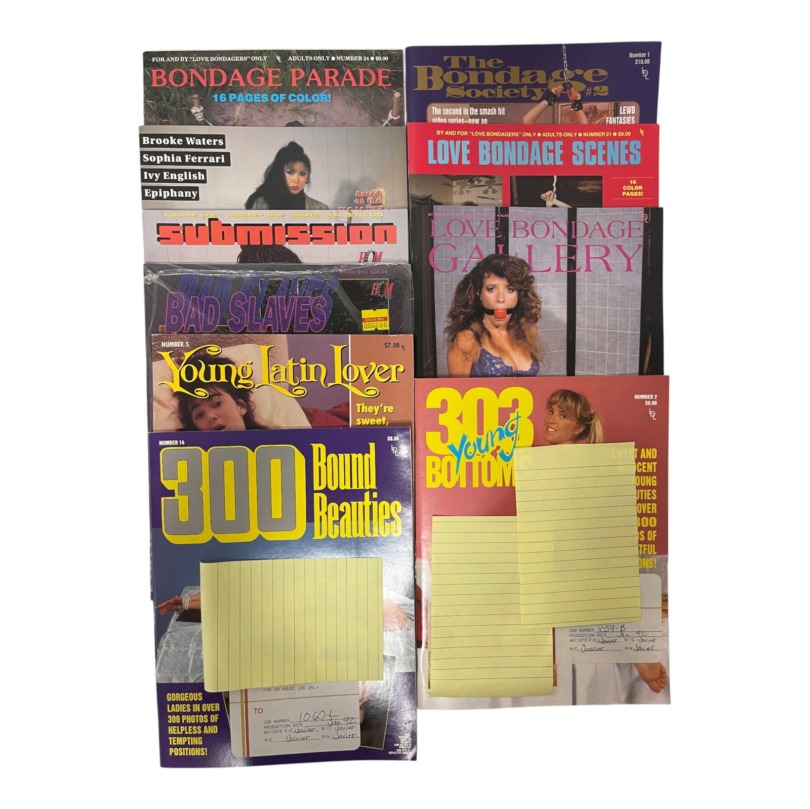 Adult Collector Magazine Lot 1980s: Large lot of adult collector magazines featuring multiple vintage titles including 'Roped', 'Ties That Bind', and 'Bad Slaves'. These 1980s?early 1990s issues highlight the distinctive aesthetics and 