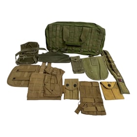 Olive Drab and Canvas Military Field Gear Lot