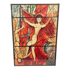 Stained Glass Style Abstract Nude Painting