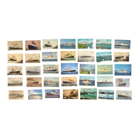 Cunard Line Ocean Liner & Port Postcard Collection (40+)