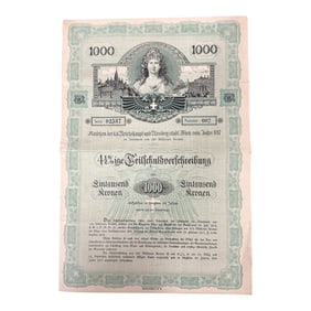 Austrian 1917 1000 Kronen Bond Certificate